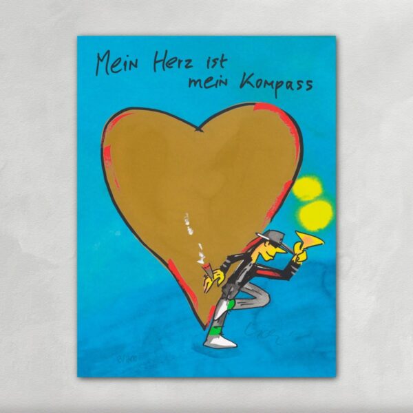 Mein Herz ist mein Kompass Siebdruck - Udo Lindenberg